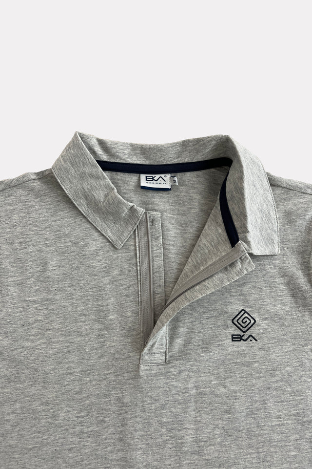 Zip Polo grigia BKA in Cotone Elasticizzato - dettaglio