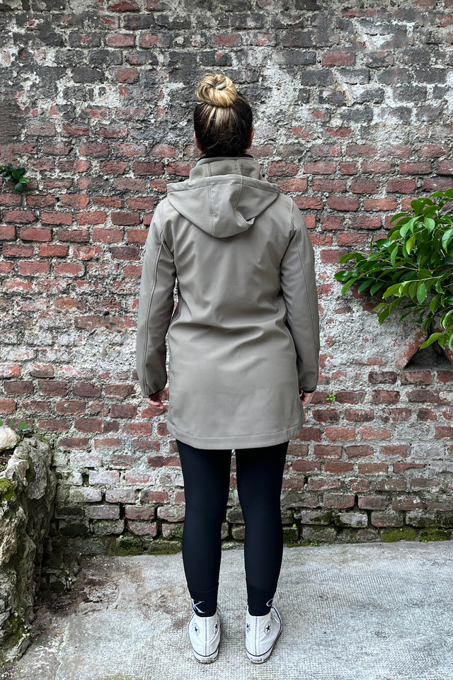 Giacca Donna verde militare Softshell Long - dietro